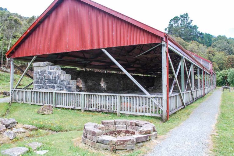 Old ruins of Coal Factory at Brunner Mine, Greymouth, West Coast, New Zealand