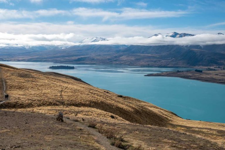 View from Mt John Summit Track overlooking Lake Tekapo, Canterbury, New Zealand