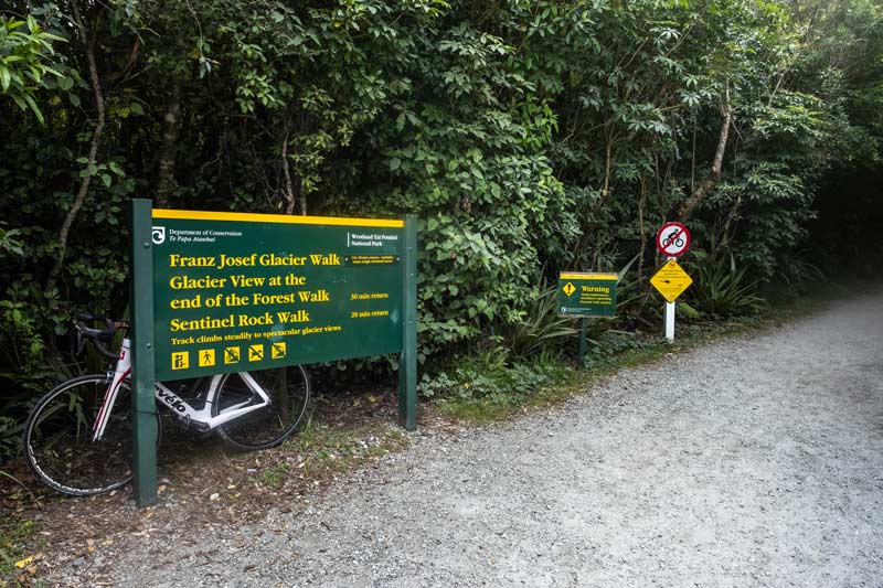 Franz Josef Glacier sign at the start of the Franz josef walk track