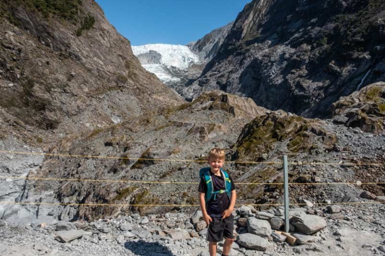 Nathan reaches the Franz Josef Glacier Viewpoint at the end of the Franz Josef Glacier Valley Track