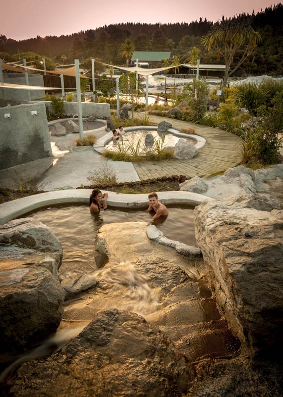 Couple bathe in the thermal springs at Hells Gate Rotorua