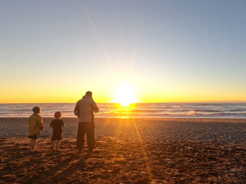 Sunset at Gillespies Beach on the West Coast NZ