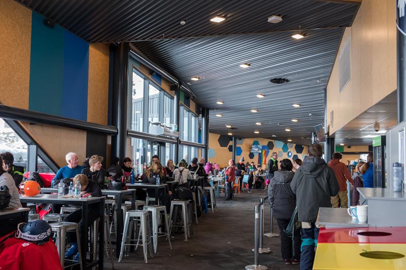 Inside the cafe and restaurant at the Remarkables ski field in Queenstown, New Zealand