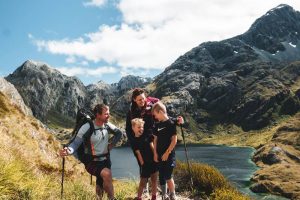 Backyard Travel Family hiking the Routeburn Track with kids